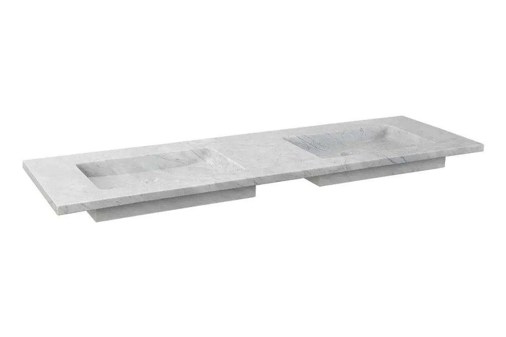 Direct Verzonden Forzalaqua Nova wastafel 140x50cm zonder kraangaten carrara gepolijst