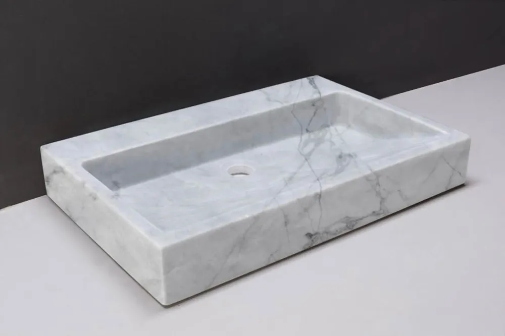 Beperkte Voorraad Forzalaqua Palermo wastafel 60x40cm zonder kraangat carrara gepolijst