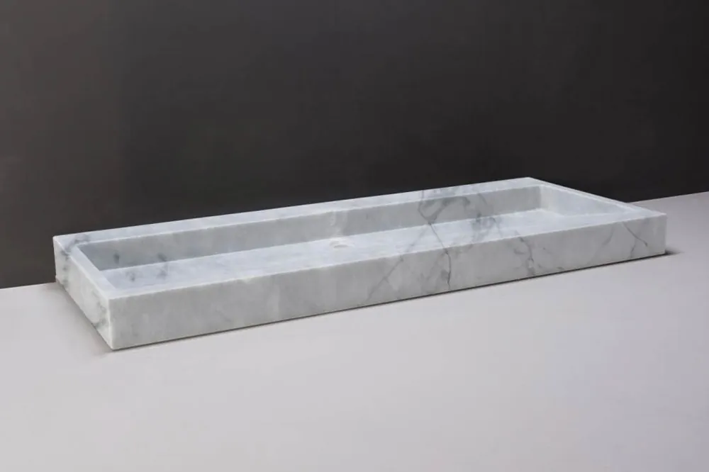 Forzalaqua Palermo wastafel 100x50cm met kraangat carrara gepolijst Veilige Betaling