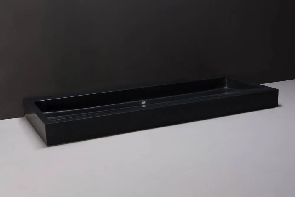 Forzalaqua Palermo wastafel 100x50cm met 2 kraangaten graniet gepolijst Gecertificeerd