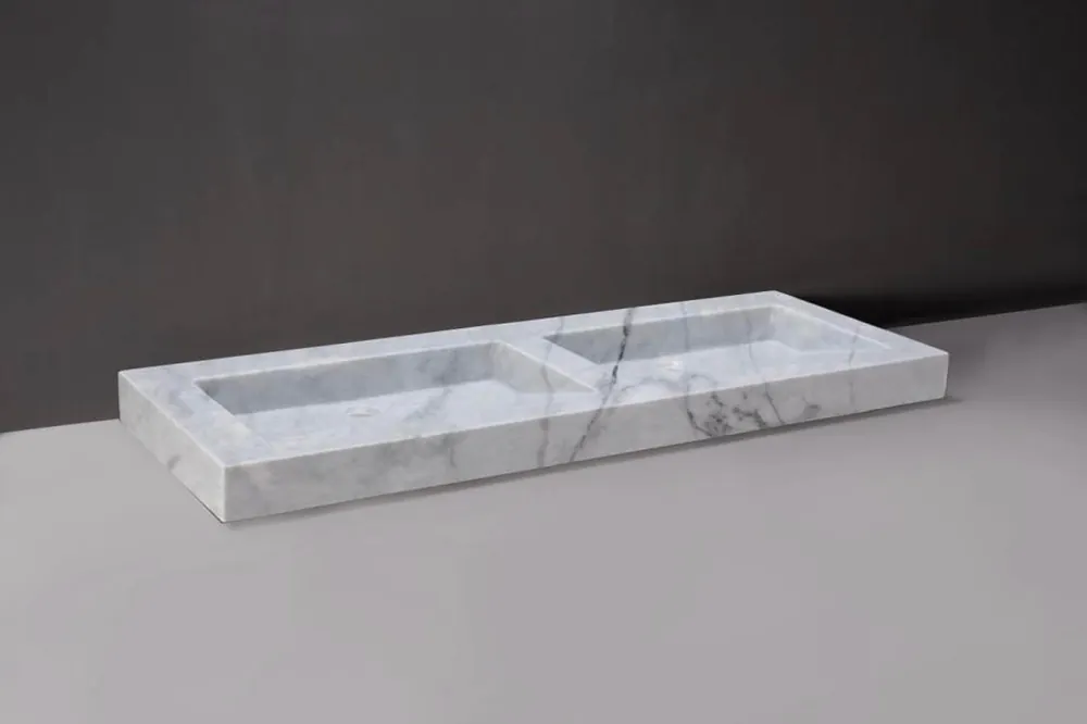 Topkwaliteit Forzalaqua Palermo wastafel 140x50cm zonder kraangaten carrara gepolijst
