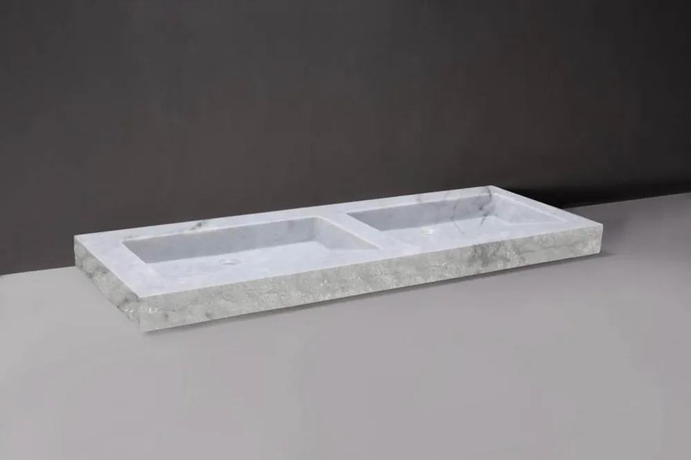 Forzalaqua Palermo wastafel 140x50cm zonder kraangaten carrara gekapt Authentiek