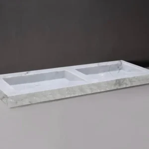 Actieprijs Forzalaqua Palermo wastafel 140x50cm met 2 kraangaten carrara gekapt