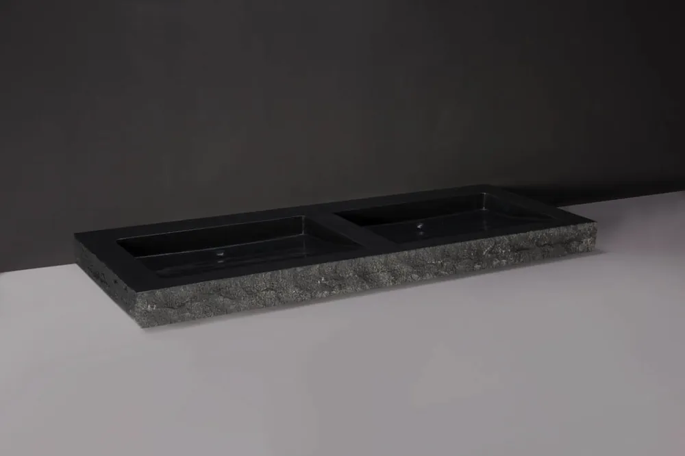 Geld-Terug-Garantie Forzalaqua Palermo wastafel 140x50cm met 2 kraangaten graniet gekapt