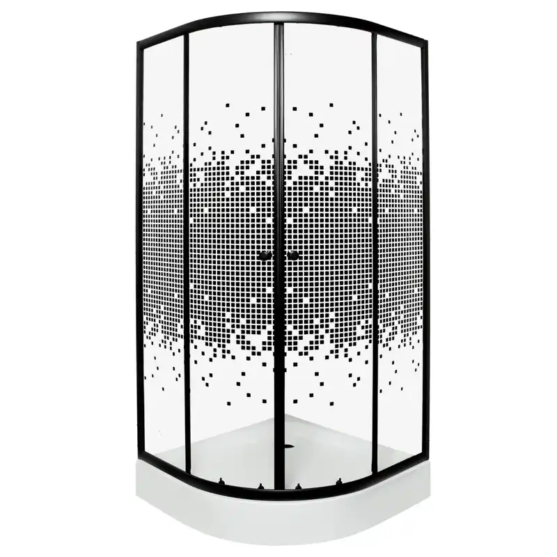 Kerra Pixel douchecabine kwartrond 80x80cm zwart met douchebak Wereldwijde Verzending