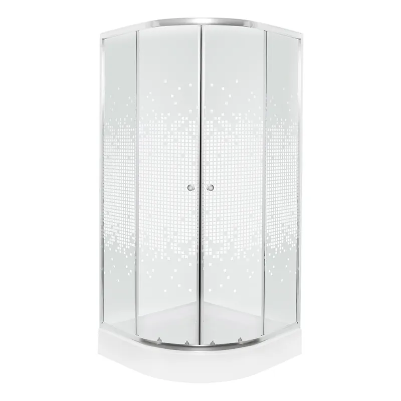 Geld-Terug-Garantie Kerra Pixel douchecabine kwartrond 80x80cm chroom met douchebak