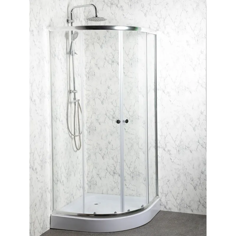 Kerra Leo douchecabine kwartrond 80x80cm chroom met douchebak Exclusieve Aanbieding