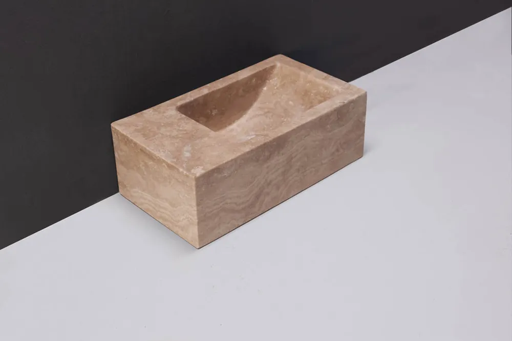 Laatste Versie Forzalaqua Venetia fontein 30x15cm links met kraangat travertin