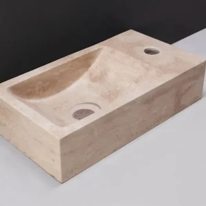 Wereldwijde Verzending Forzalaqua Venetia fontein 40x20cm rechts met kraangat travertin