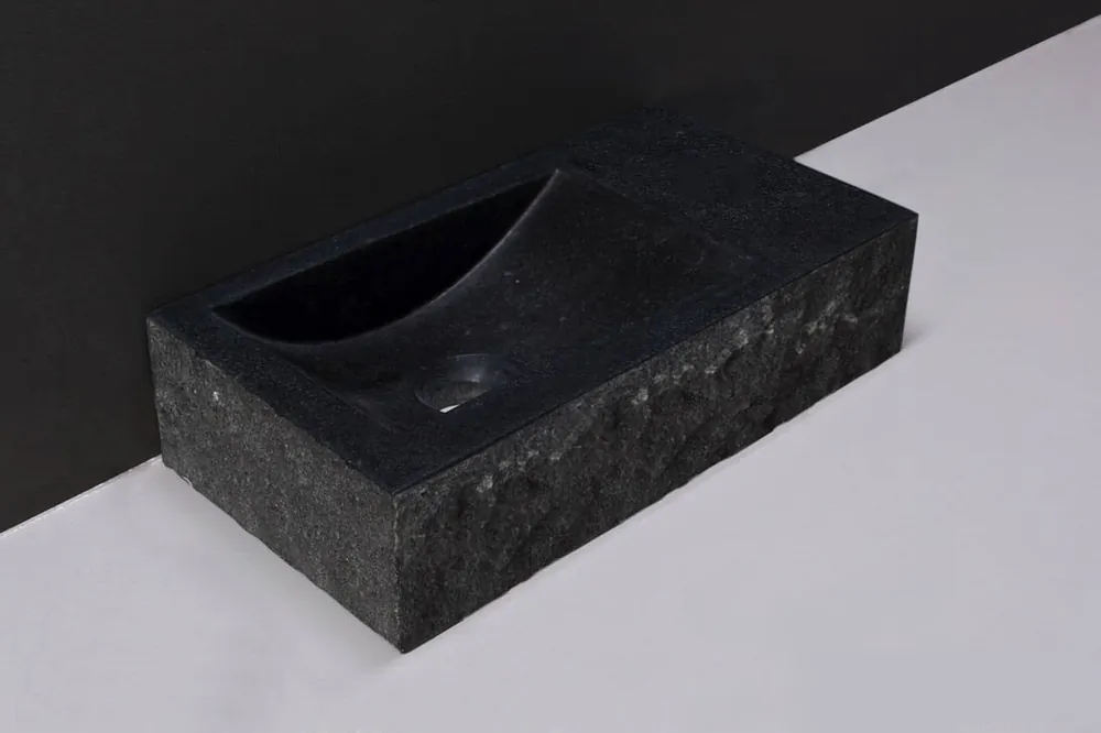 Forzalaqua Venetia fontein 40x20cm rechts zonder kraangat graniet gekapt Korting