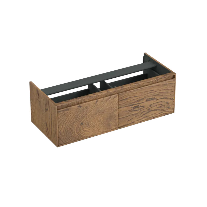 Aanbieding Forzalaqua Reno onderkast 120cm 2 lades naast elkaar castle brown