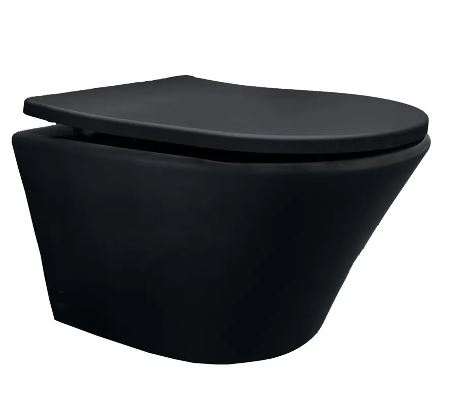 Mueller Afesta randloos wandcloset met softclose toiletzitting mat zwart Bestseller
