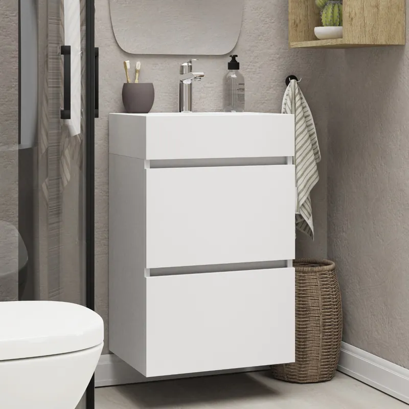 Trendy Mueller Minus badmeubel 45 cm glans wit met wastafel