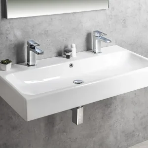 Must-Have Sapho Toridi keramische wastafel 101x46,5cm met 2 kraangaten wit