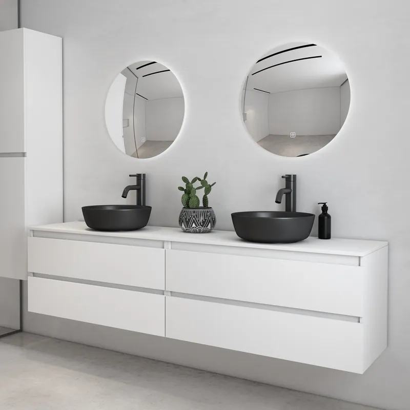 Actieprijs Fontana Proma badkamermeubel 200cm zonder kommen mat wit
