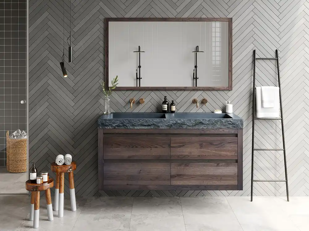 Aanbieding Forzalaqua Gela badmeubel 80cm charcoal met Palermo wastafel graniet gekapt met kraangat