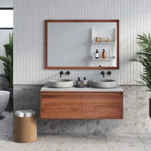 Veilige Betaling Forzalaqua Verona badmeubel 80cm pure walnut met wastafelblad en waskom carrara