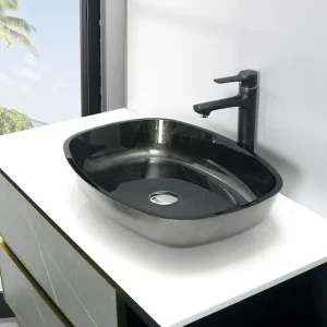 Sapho Kvaore glazen wasbak 54x40cm zwart Shop Nu