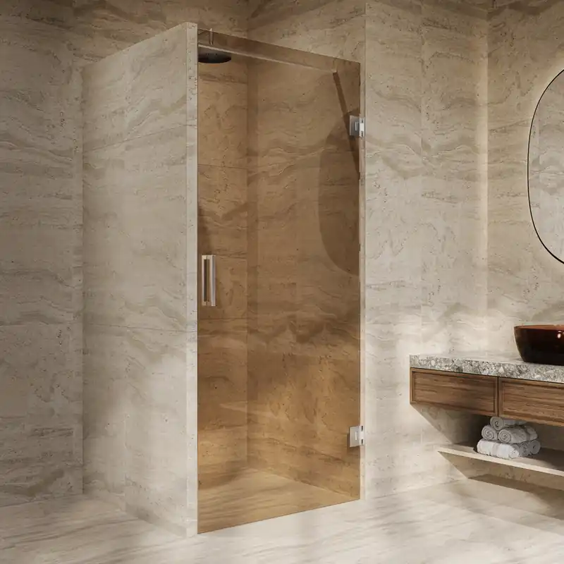Authentiek Saniclear Modern brons glas douchedeur profielloos 80x200cm chroom
