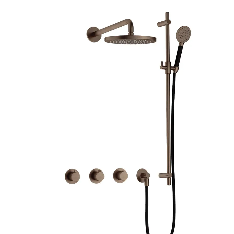 Aanbieding Hotbath Cobber IBS70 inbouwdouche met ronde handdouche, 30cm hoofddouche en glijstang verouderd messing