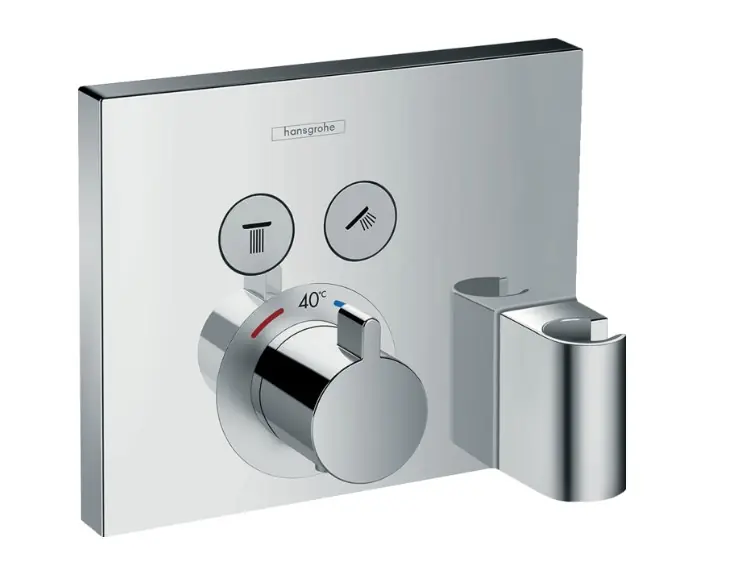 Ambachtelijk Hansgrohe ShowerSelect afbouwdeel thermostaat voor 2 functies met wandhouder en slangaansluiting chroom