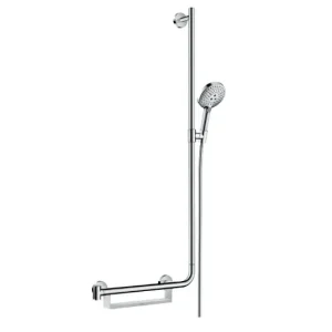 Topkwaliteit Hansgrohe Raindance Select S doucheset met glijstang 110cm en opbergmand rechts chroom