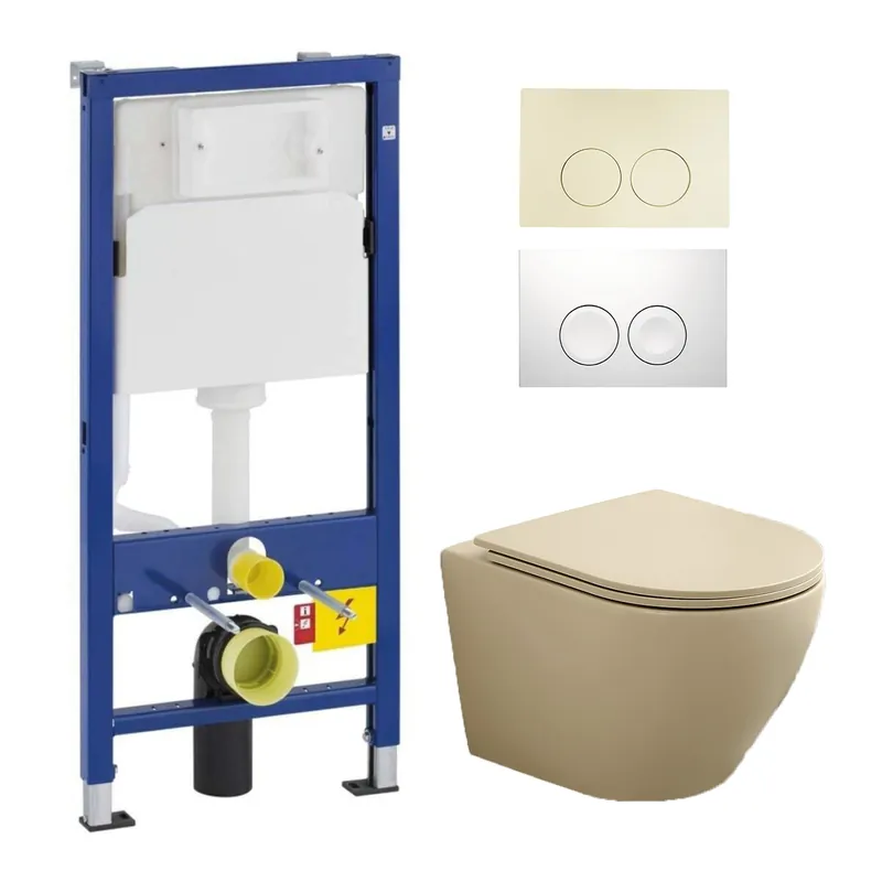 Populair Geberit UP100 toiletset met Saniclear Itsie toiletpot licht ivoor randloos met softclose zitting