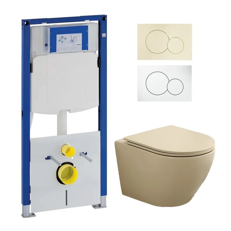 Geberit UP320 toiletset met Saniclear Itsie toiletpot licht ivoor randloos met softclose zitting Gratis Retour