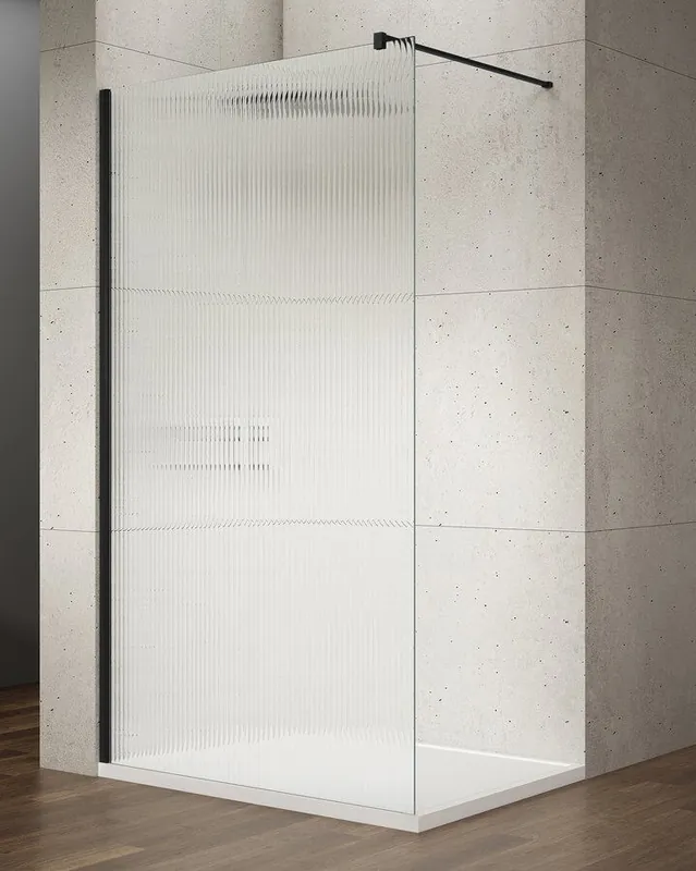 Saniclear Ridge inloopdouche 80x200cm ribbelglas mat zwart Alleen Vandaag