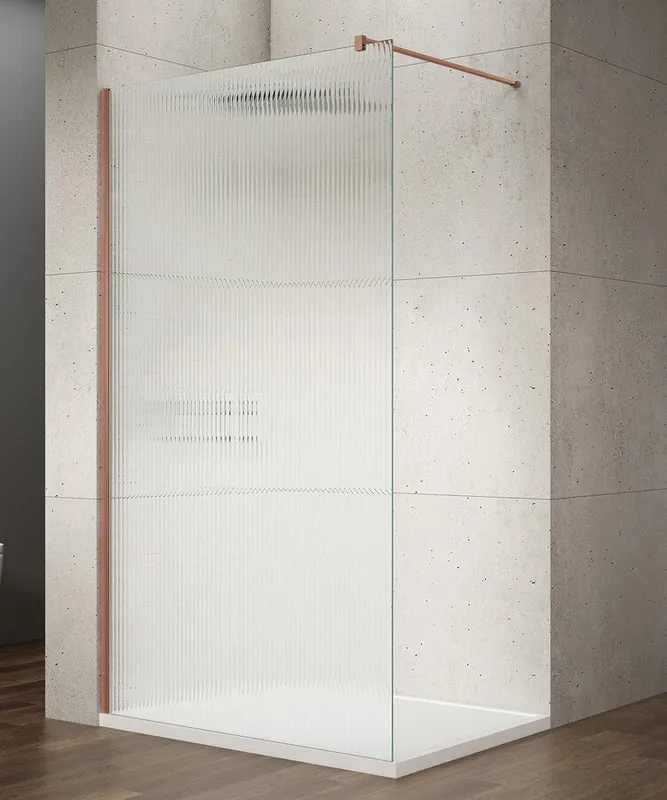 Bestel Nu Saniclear Ridge inloopdouche 90x200cm ribbelglas geborsteld koper