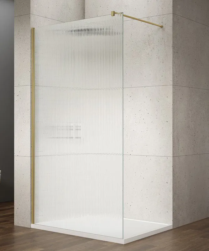 Gereduceerde Prijs Saniclear Ridge inloopdouche 110x200cm ribbelglas geborsteld messing