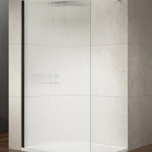 Authentiek Saniclear Ridge inloopdouche 140x200cm ribbelglas mat zwart