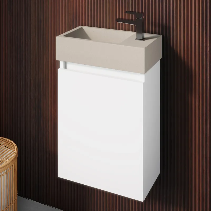 Beste Prijs Fontana Crest toiletmeubel mat wit 40x22cm met beige fontein rechts
