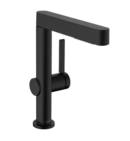 Hansgrohe Finoris wastafelkraan met uittrekbare handdouche met pop-up waste zwart mat Flitsaanbieding