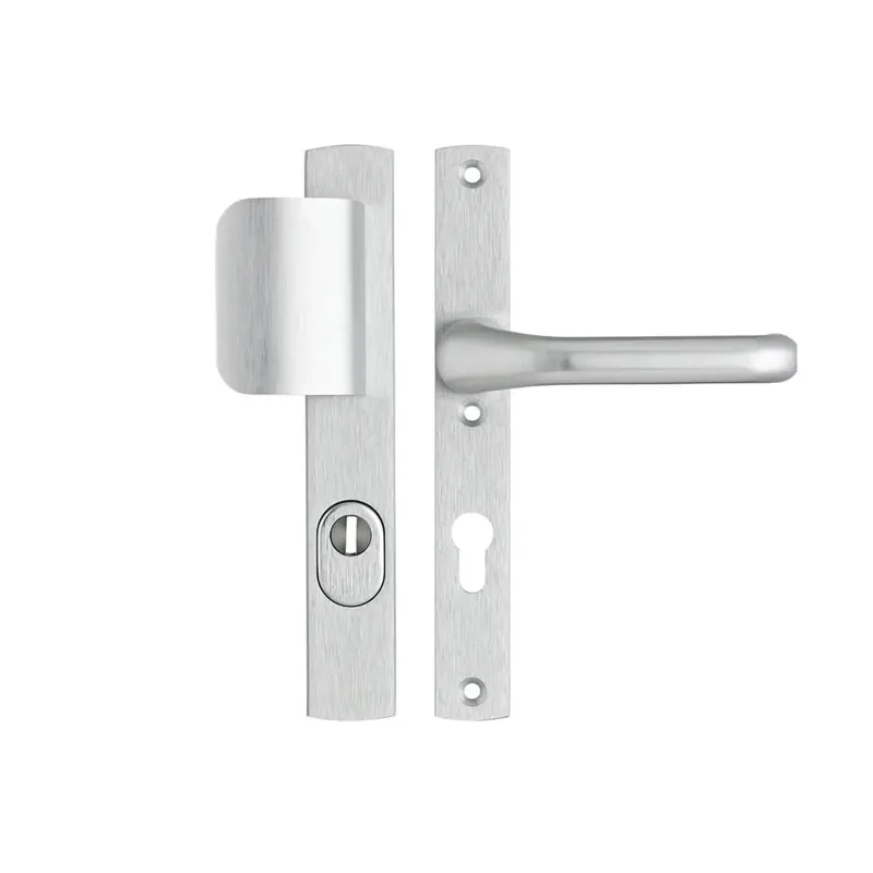 Veiligheidsbeslag Premium smal D-duwer+kruk Flow PC72 anti-kerntrek/omkeerbaar/242X38x15/alu. gesl. F1/SKG3 Handgemaakt