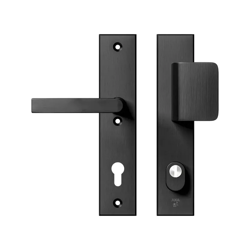Veiligheidsbeslag Edge Plus D-duwer+krukBlok PC92 anti-kerntrek/omkeerbaar/252X52x12/alu. gesl. F8/SKG3 Budget
