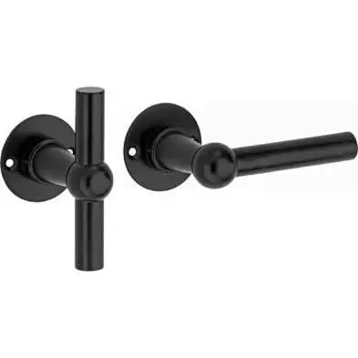 Authentiek Artitec Deurkruk op rozet Chemin de Fer L/T 100mm mat zwart