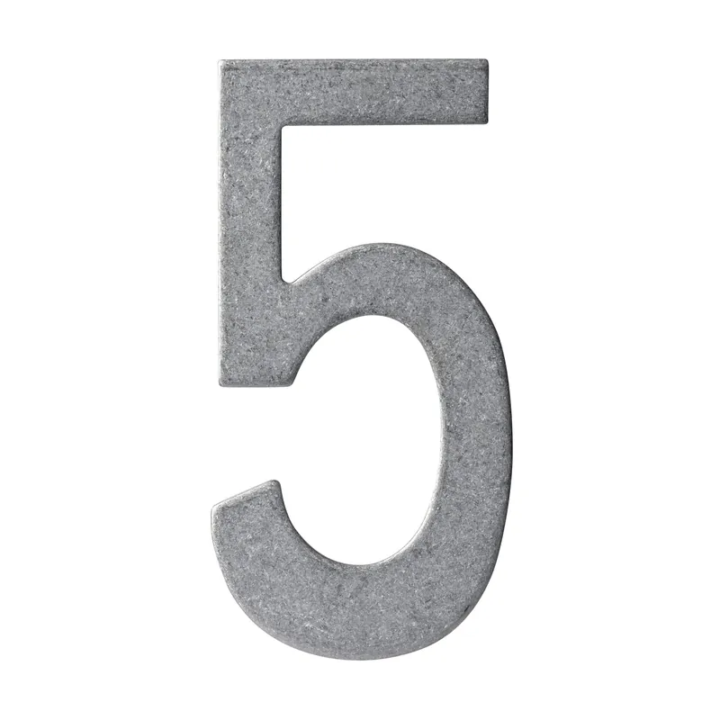 Ambachtelijk Intersteel Huisnummer 5 150mm RVS Getrommeld