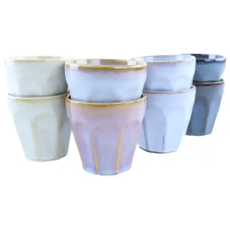 In De Mode OTIX Espresso Kopjes - 8 Stuks - 90 ml - Zonder Oor - Koffietassen - Porselein - Hittebestendig - FELCE