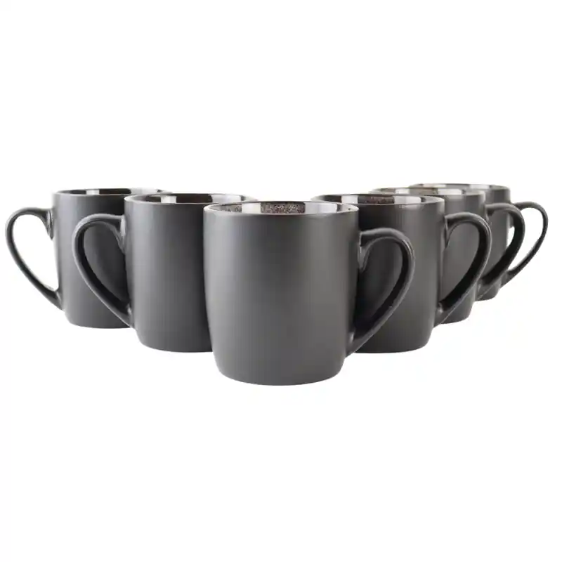 Goedkoop OTIX Koffiekopjes met Oor - Koffiemokken - Set van 6 - Koffietassen - Zwart - Mat - 350ml  - HADES