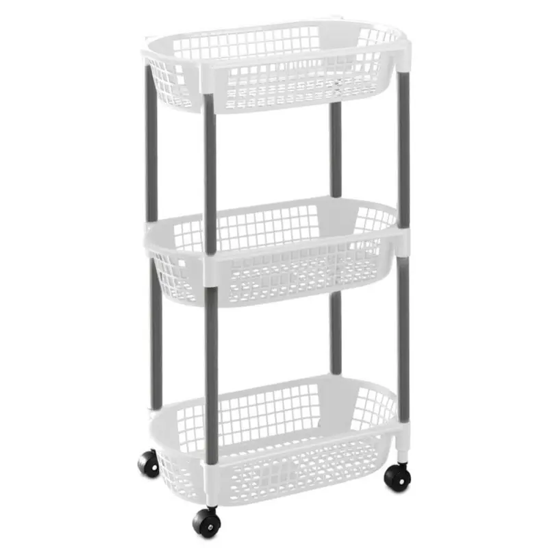 1x Woondecoratie karretjes/trolleys met witte opbergmanden 71 cm - Opberg trolley Hete Deal
