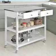 Keukentrolley - Serveerwagen - Roestvrij staal - 2 lades - 100x45x92 cm Direct Verzonden