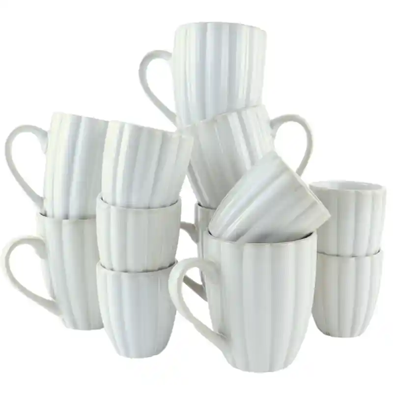 Modern OTIX Koffiekopjes Set van 12 Met Oor - 300ml - Zonder Oor - 120ml - Koffietassen - Theemok - Keramiek - SOLIS