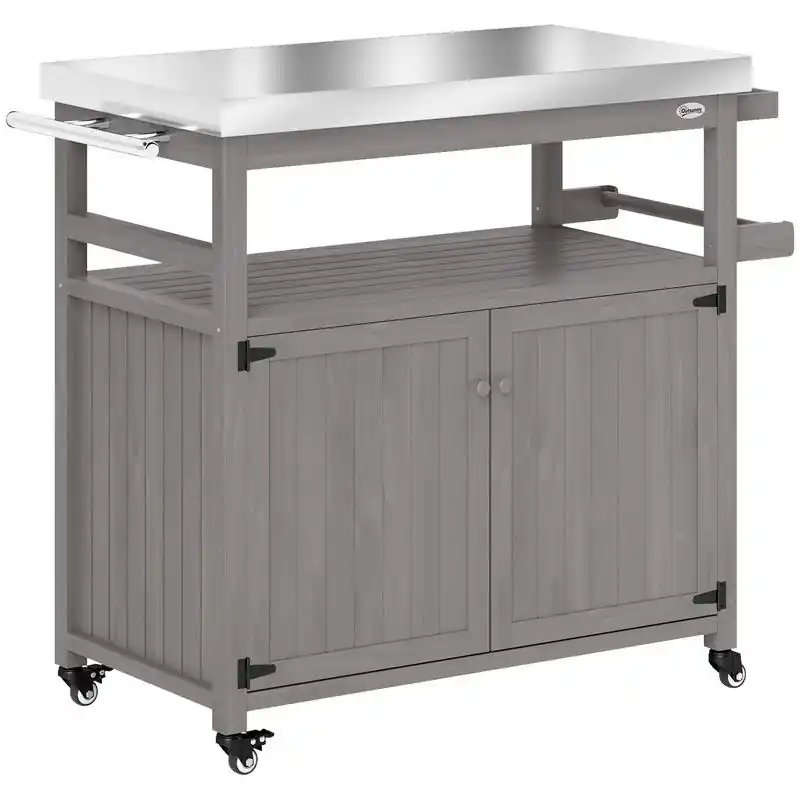 Exclusieve Aanbieding 4goodz BBQ Grillwagen 3-Lagen Serveerwagen met RVS Werkblad