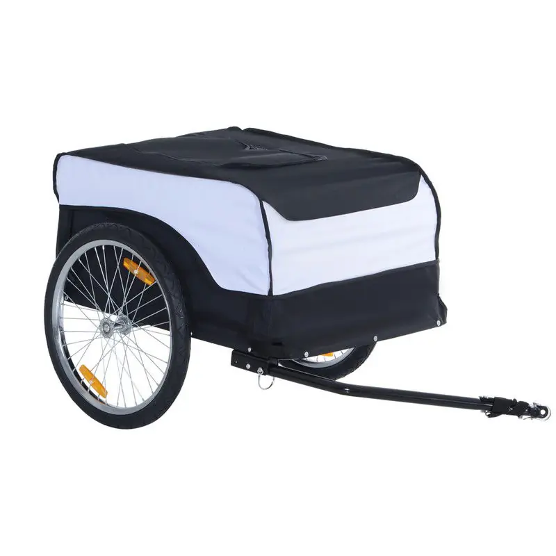 Gratis Retour 4goodz Fietstrailer 20 inch Aanhanger 140x77x65 cm Wit/Zwart