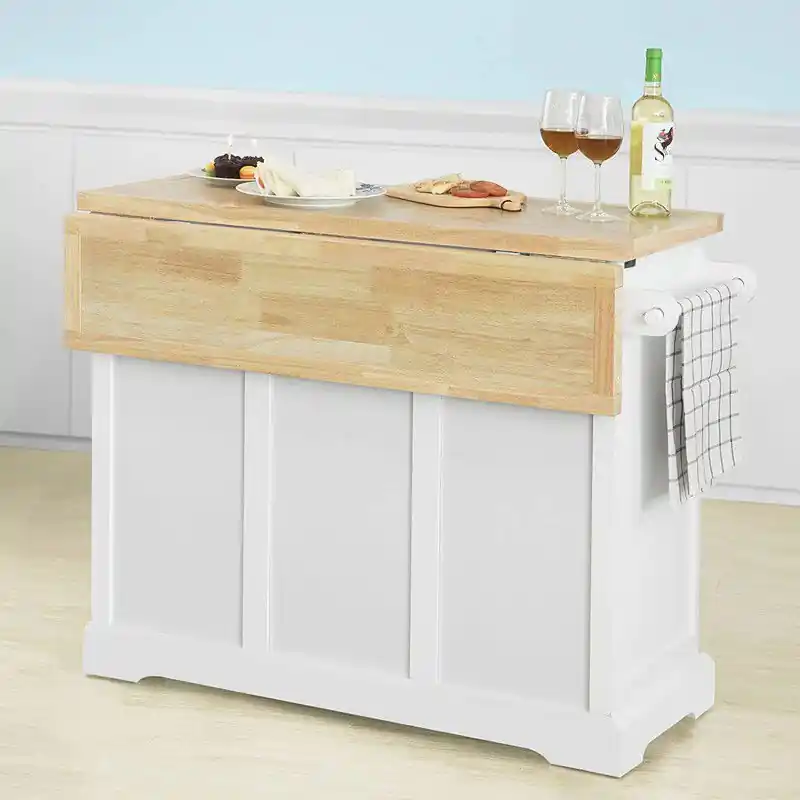 Bestel Nu Keukentrolley - Keukenkast - Handdoekenrek - 2 lades - Hout - 115x92x46-71 cm