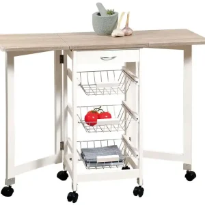 Keukentrolley op Wielen met Uitbreidbare bladen - 97x37x76 cm Snelle Levering