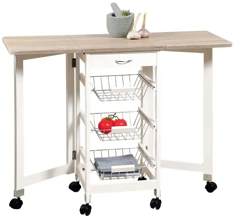 Keukentrolley op Wielen met Uitbreidbare bladen - 97x37x76 cm Snelle Levering