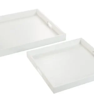 D- J-line - Set 2 Plateau Vierkant Hout Wit - 50x50x5cm Nieuw Model