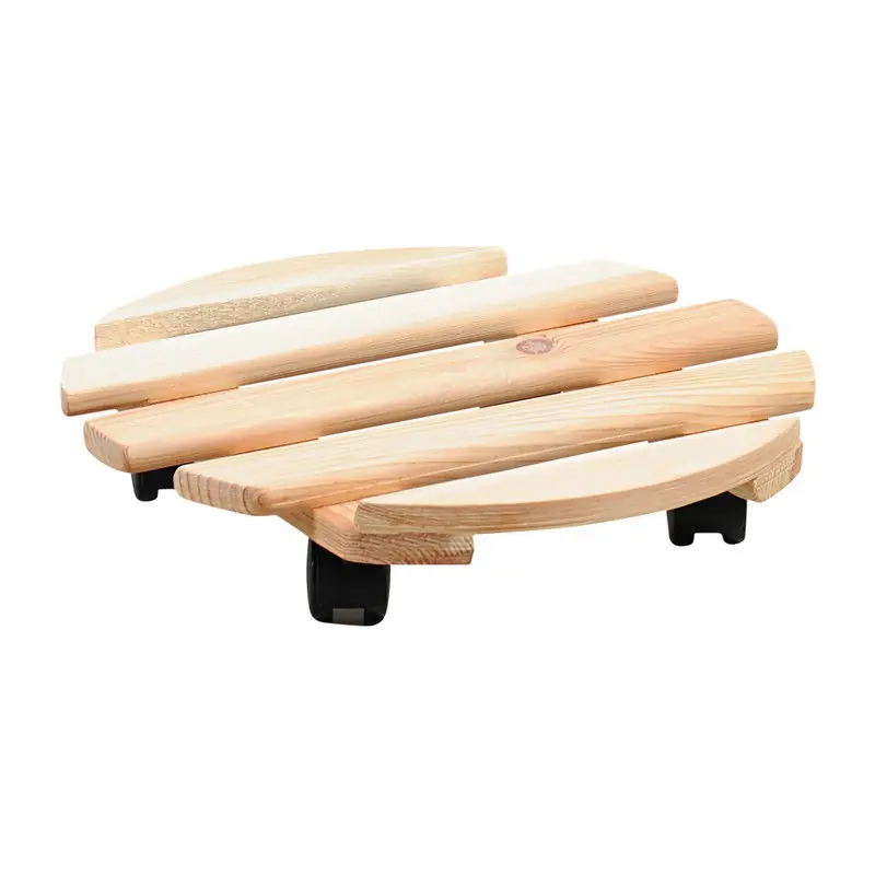 Koop Online Kesper Plantenpot trolley - hout - lichtbruin - 35 x 35 cm - Planten onderzetter